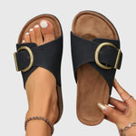 Frieda Buckle Slip-On Sandals