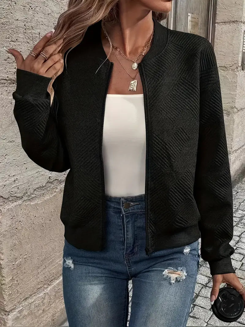 Jessica Textured Zip-Up Cardigan