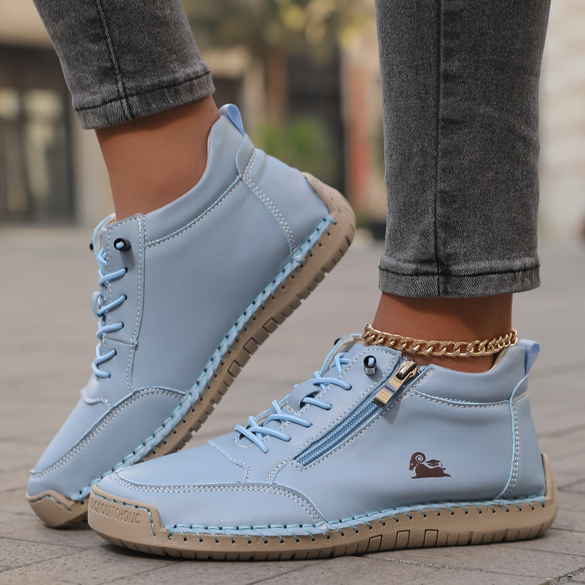 Bettina Comfort Lace-Up Sneakers with Side Zip