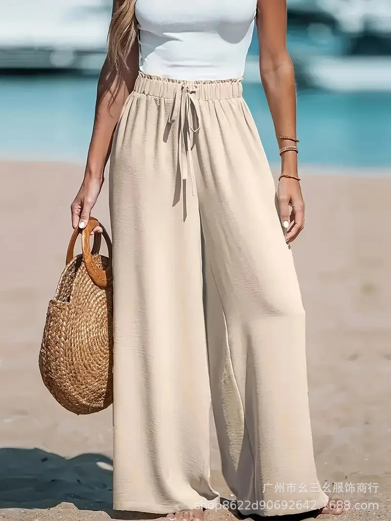 Doris Tie-Waist Wide-Leg Palazzo Pants