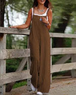 Elfriede Linen Wide-Leg Overall Jumpsuit