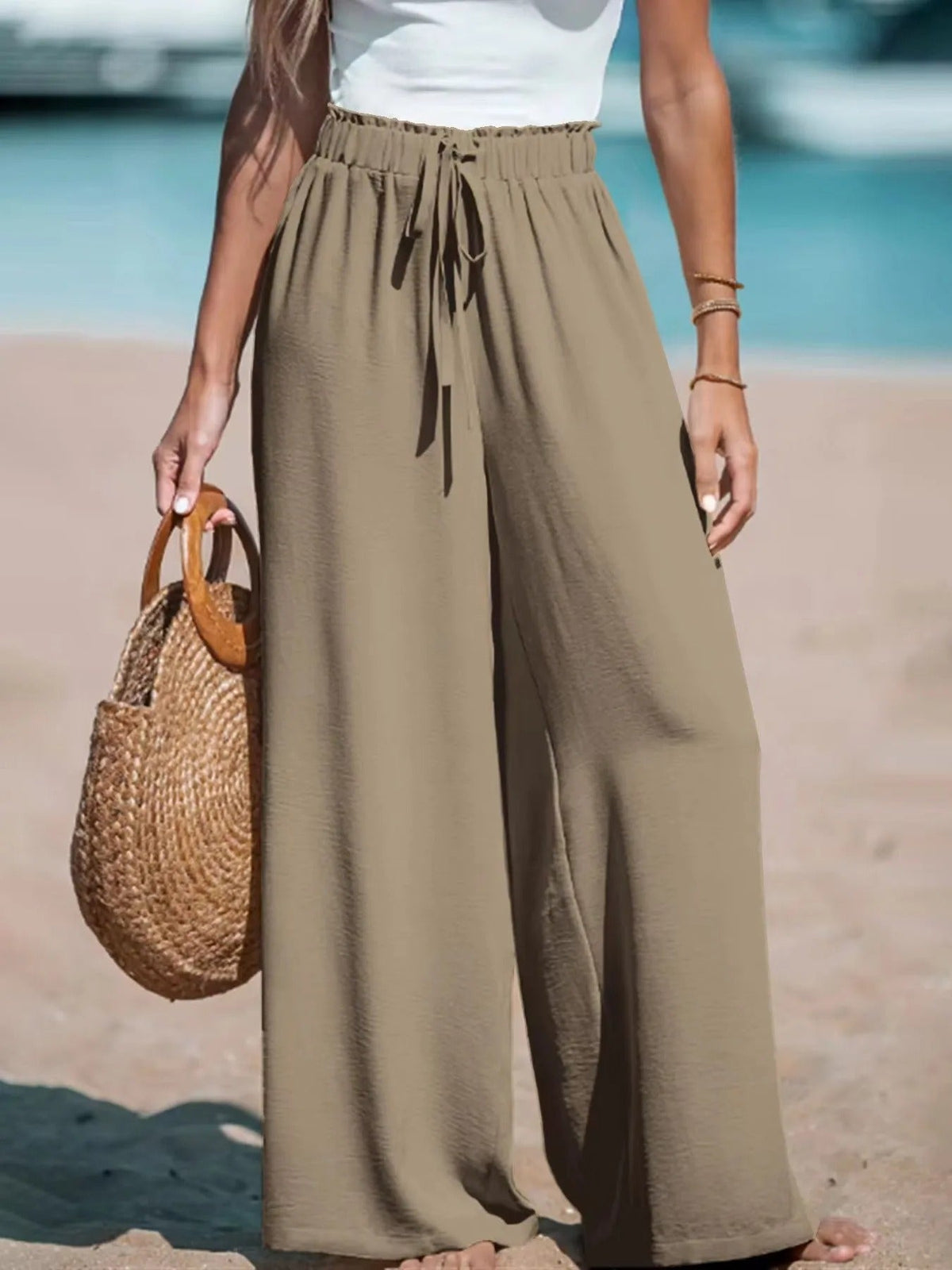 Doris Tie-Waist Wide-Leg Palazzo Pants