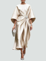 Martina Draped Maxi Dress with Brooch