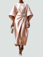 Martina Draped Maxi Dress with Brooch