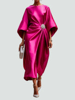 Martina Draped Maxi Dress with Brooch