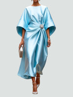 Martina Draped Maxi Dress with Brooch
