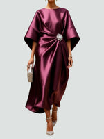 Martina Draped Maxi Dress with Brooch