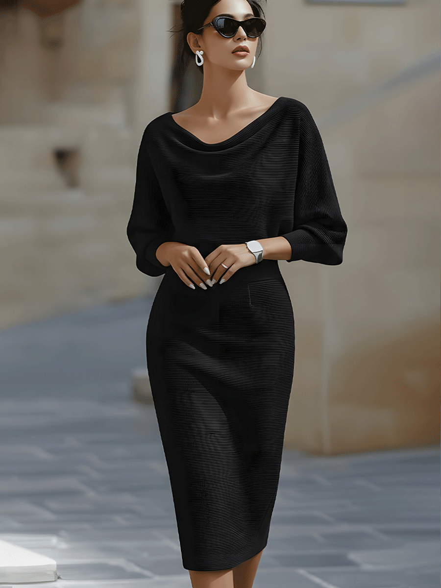 Jacqueline Batwing Sleeve Bodycon Midi Dress