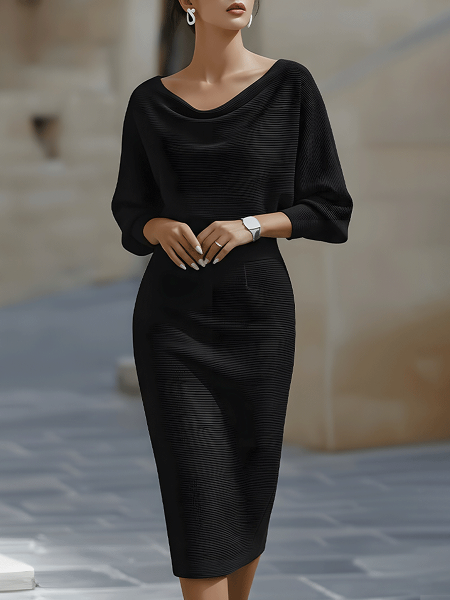 Jacqueline Batwing Sleeve Bodycon Midi Dress