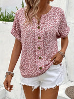 Lydia Floral Button-Placket Top