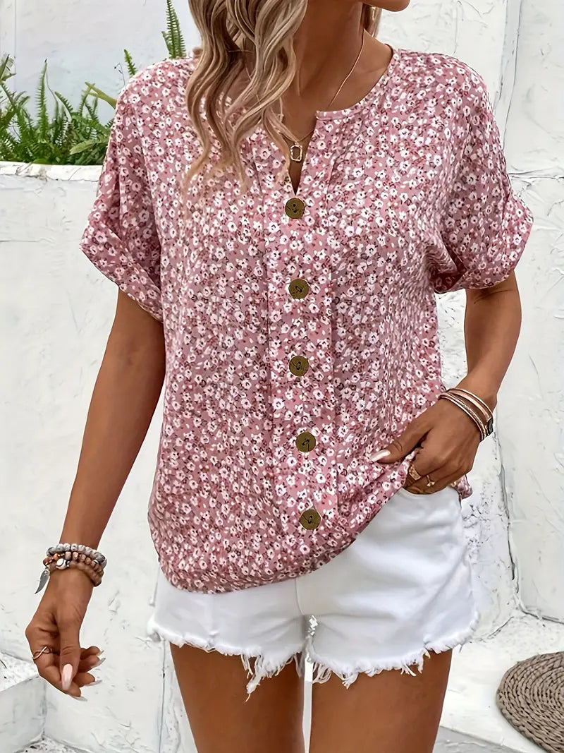 Annika Short-Sleeve Button-Front Summer Top