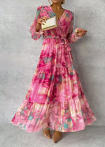 Susanne Belted Pleated Floral Maxi Dress