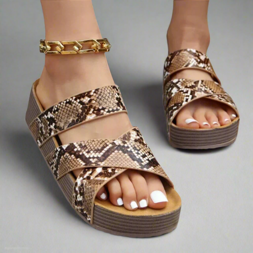 Julia Woven Cross Strap Wedge Sandals