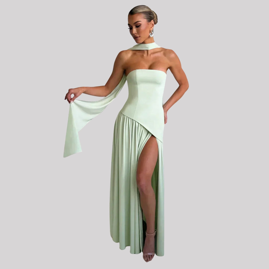 Sabina Asymmetric Wedding Guest Maxi Dress