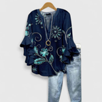 Viviane Floral Ruffle Sleeve Casual Top