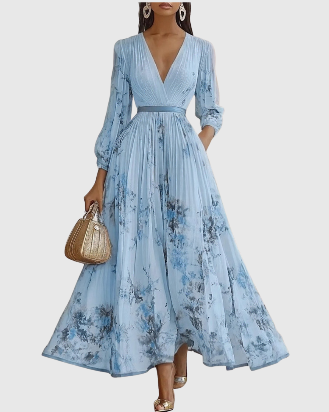 Isabella Sleeveless Pleated Floral Midi Dress