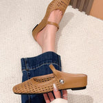 Goldie | Woven Flat Slip-On Mary Jane Mules