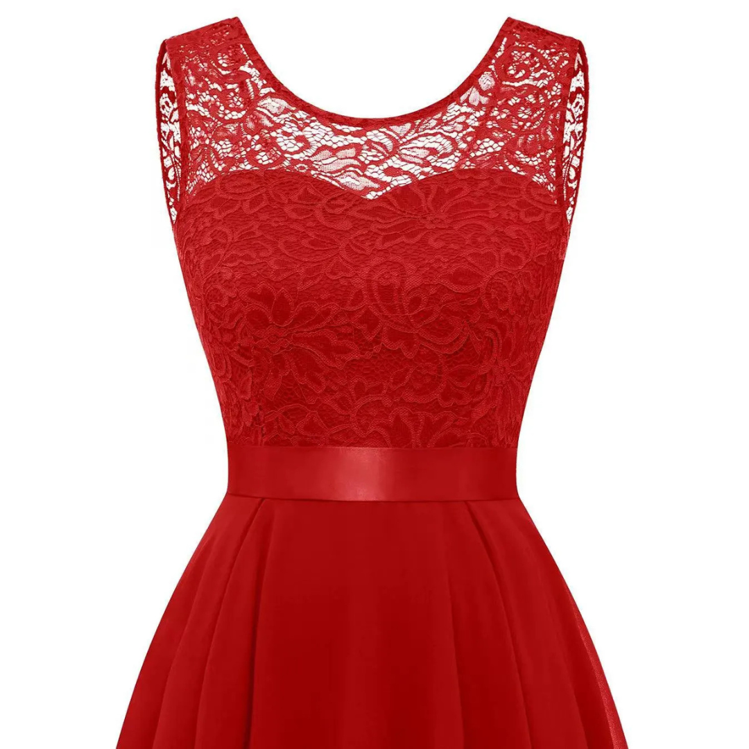 Helga Elegant High-Low Midi Dress for Wedding Guests