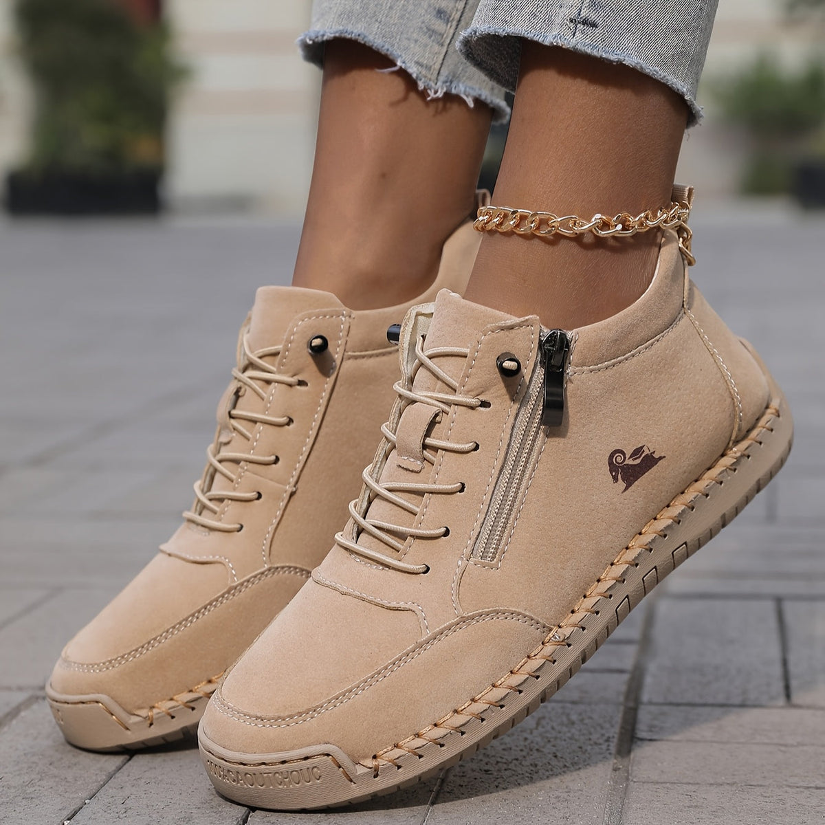 Bettina Comfort Lace-Up Sneakers with Side Zip