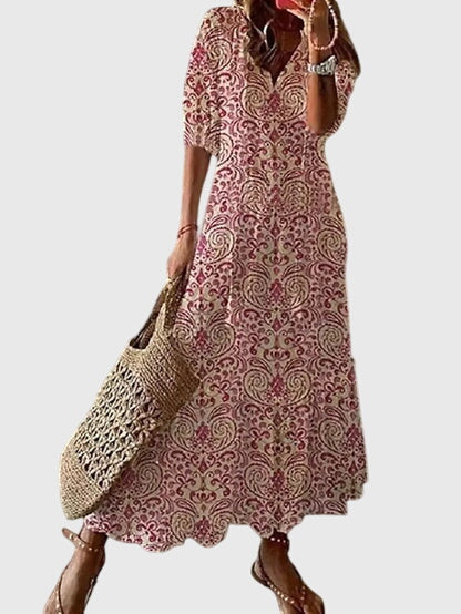 Michaela Boho V-Neck Maxi Dress