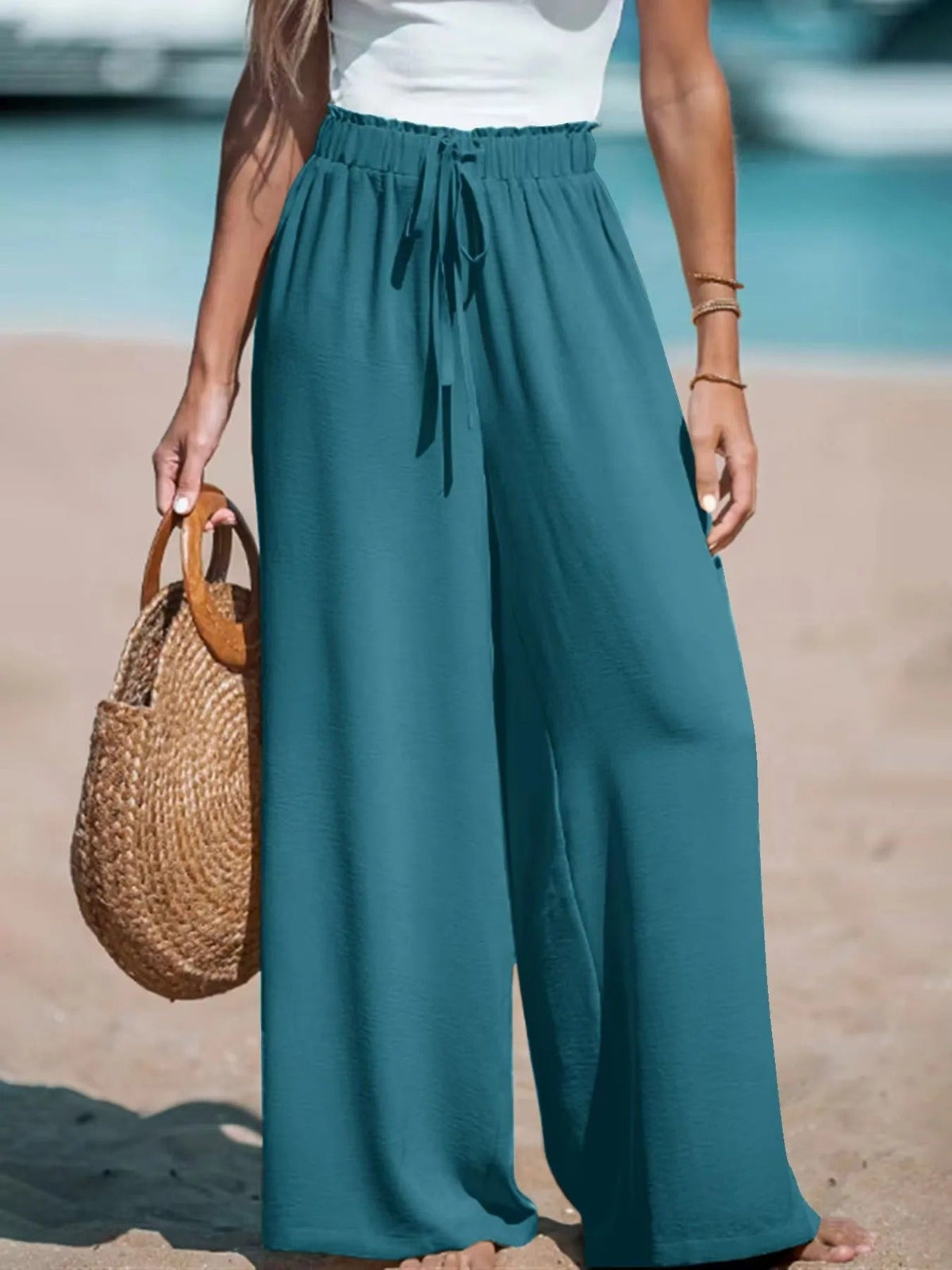 Doris Tie-Waist Wide-Leg Palazzo Pants