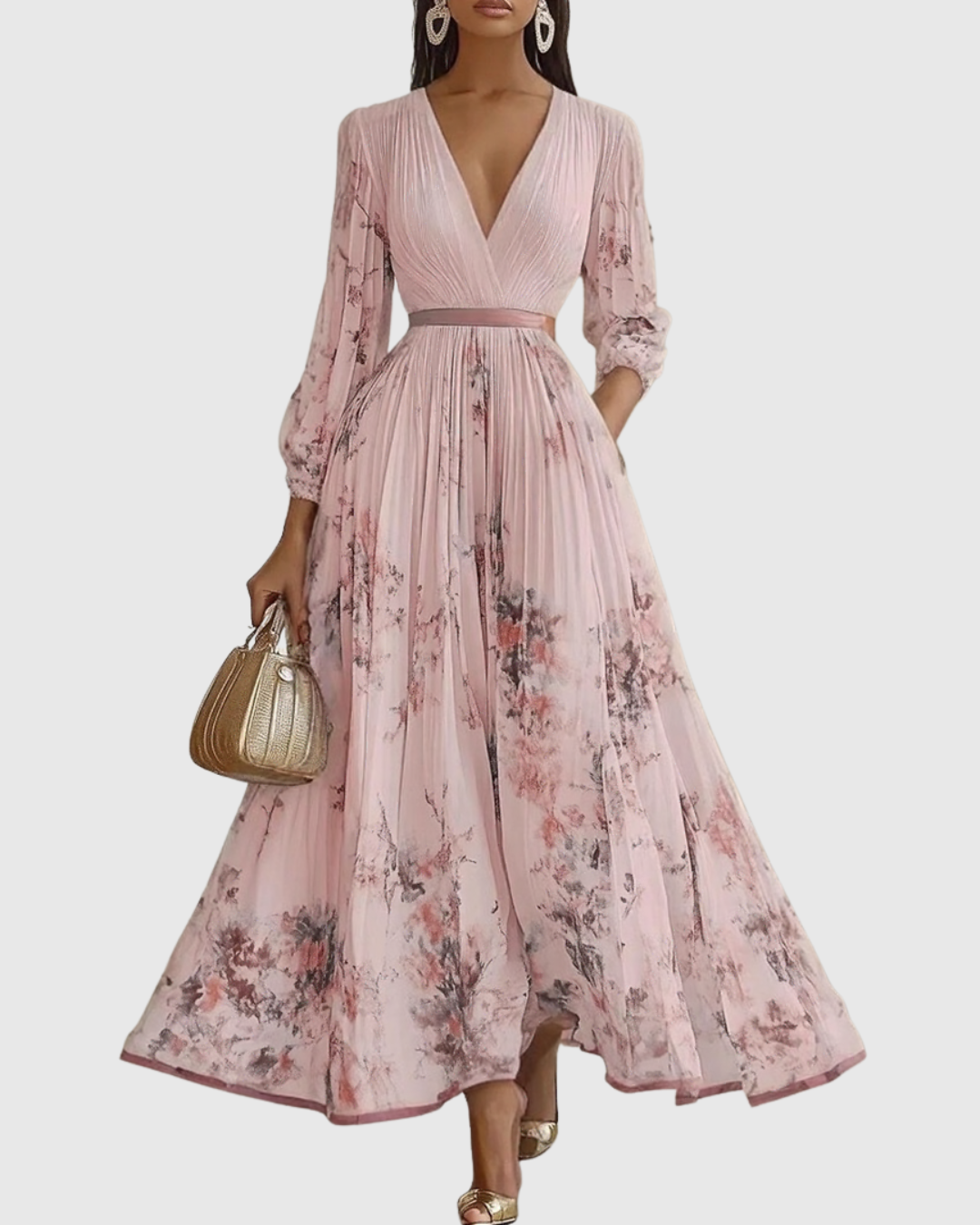 Isabella Sleeveless Pleated Floral Midi Dress