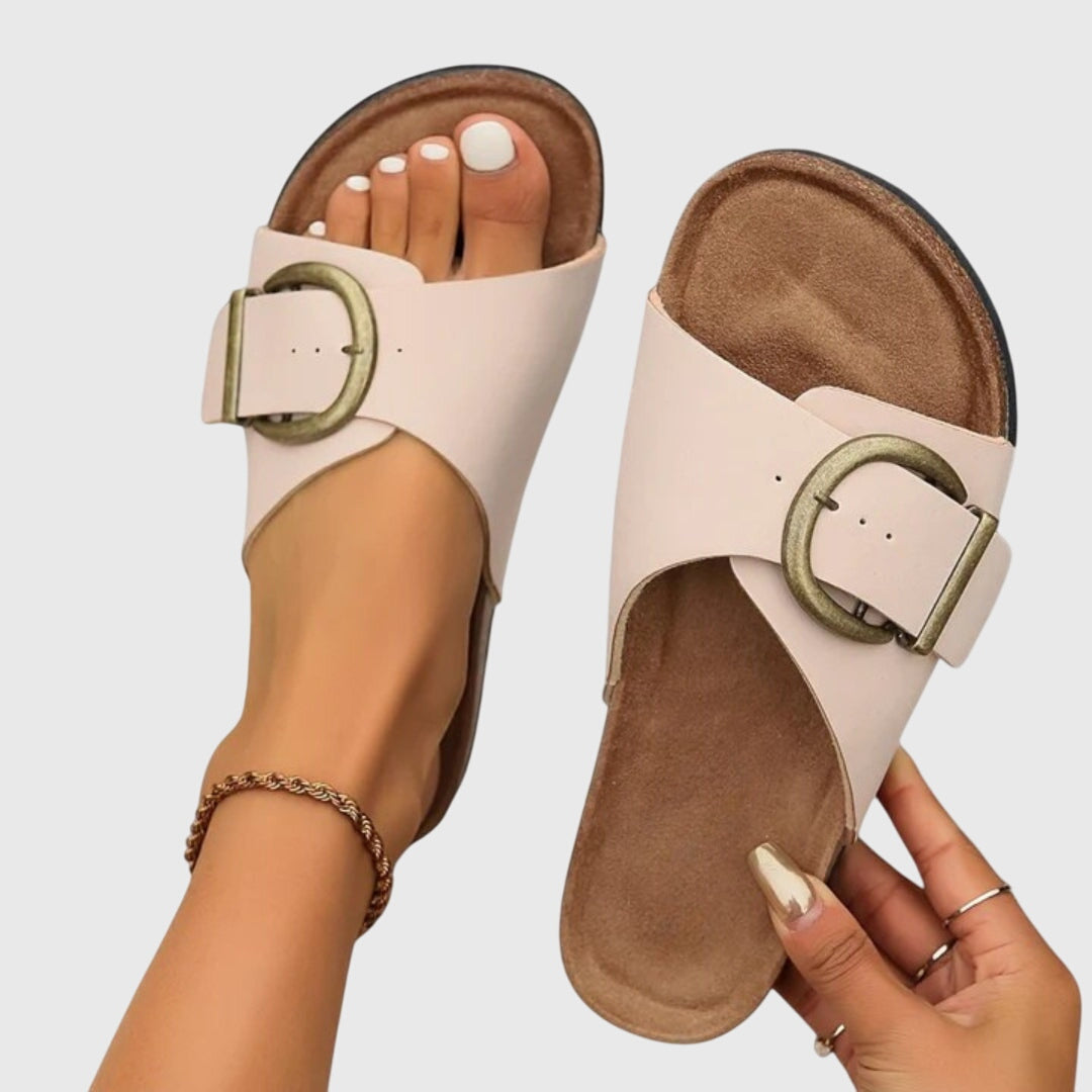 Frieda Buckle Slip-On Sandals
