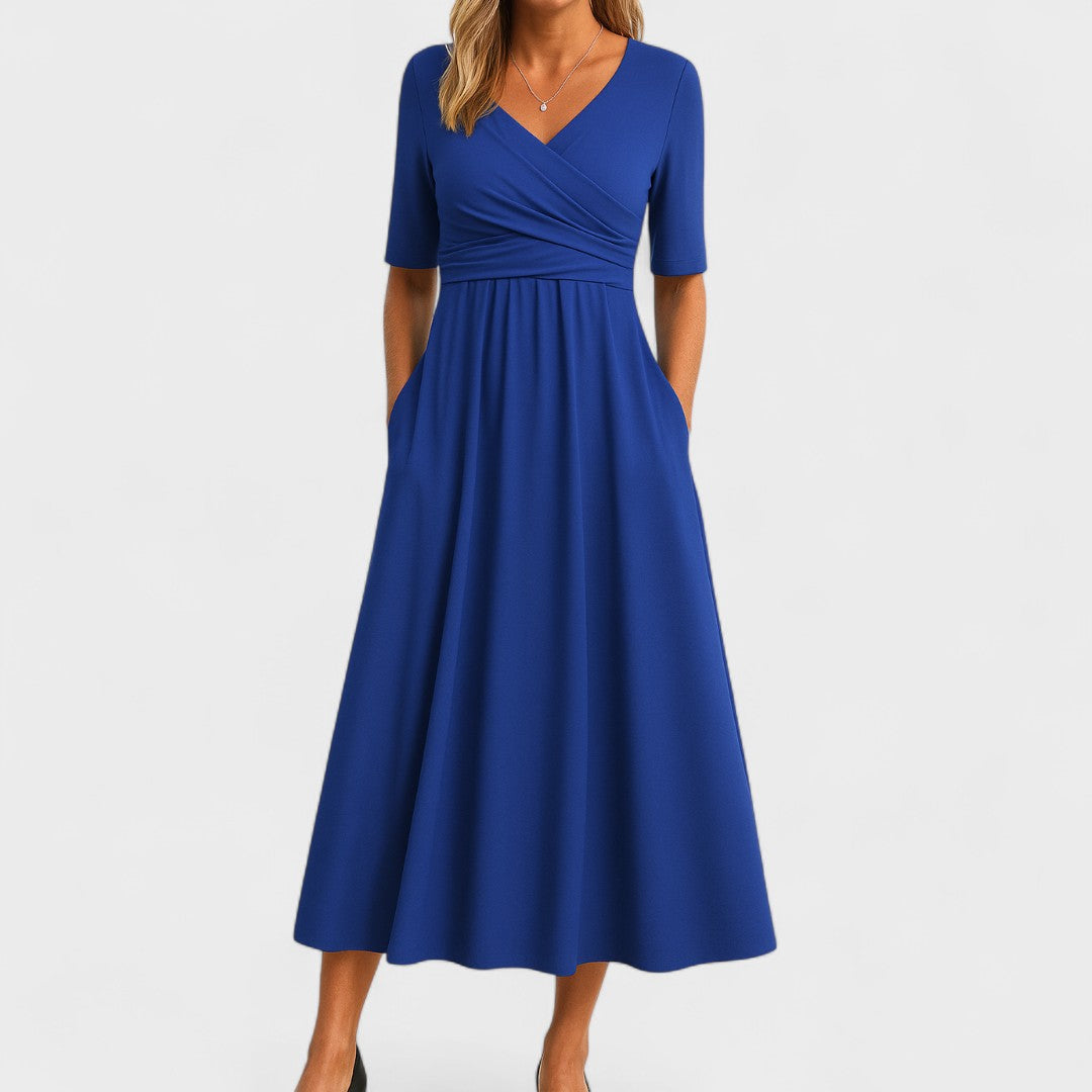 Lilian V-Neck Short Sleeve Maxi Dress