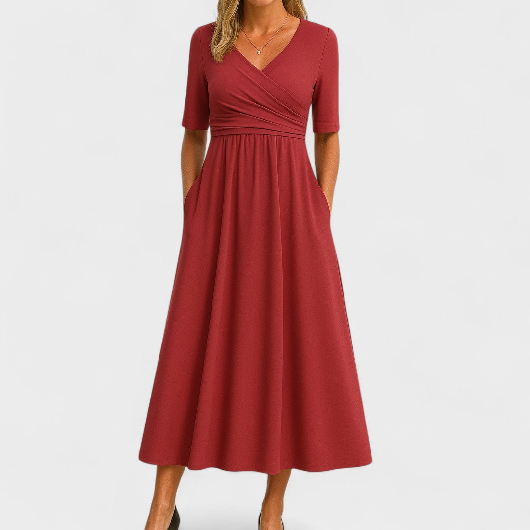 Lilian V-Neck Short Sleeve Maxi Dress