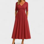 Lilian V-Neck Short Sleeve Maxi Dress