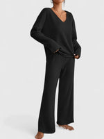 Sabina Ribbed Wide-Leg Lounge Set