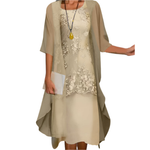 Annika Flowing Midi Dress with Sheer Sleeves
