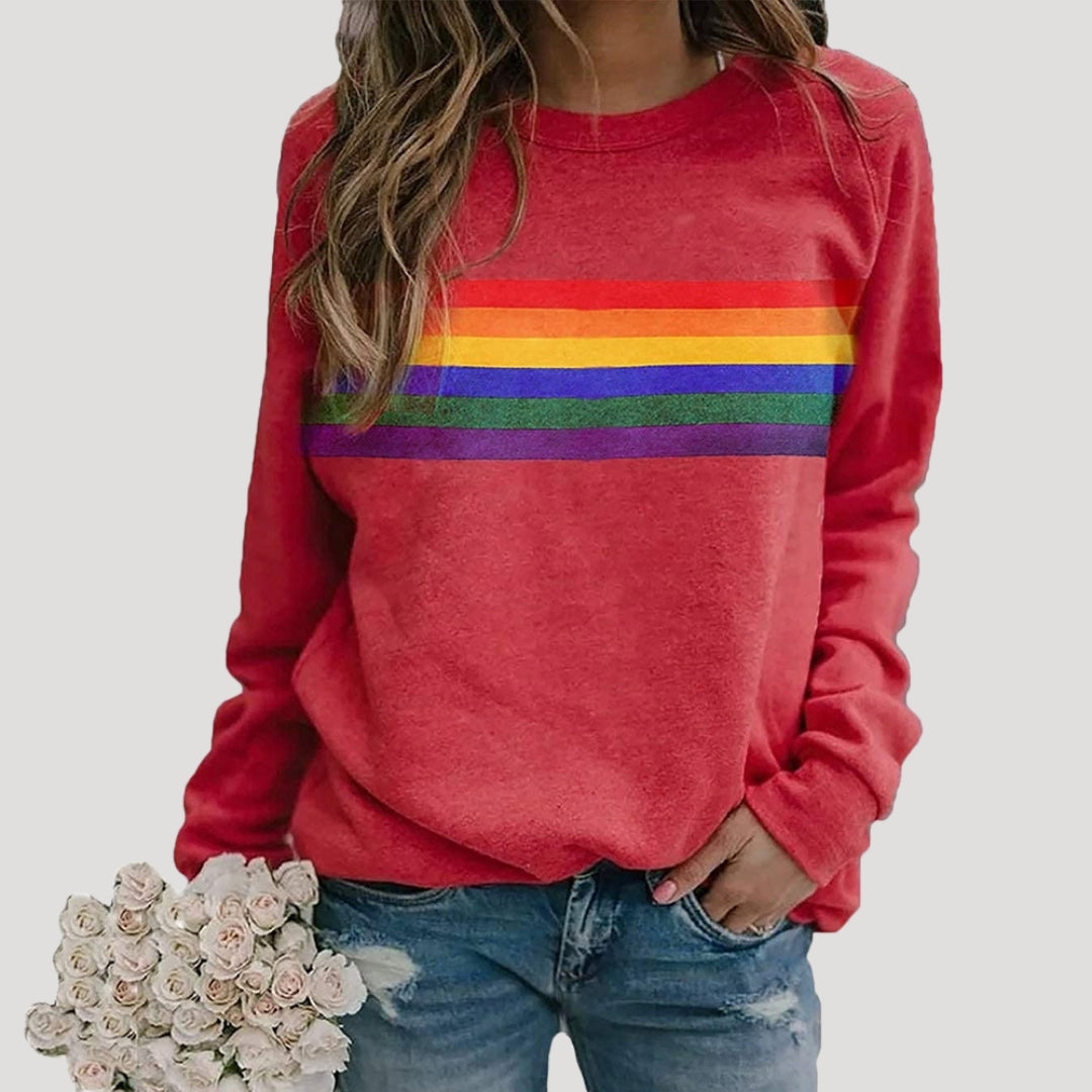 Veronika Rainbow Stripe Spring Sweatshirt