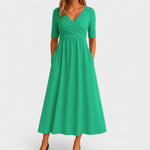 Lilian V-Neck Short Sleeve Maxi Dress