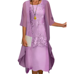 Annika Flowing Midi Dress with Sheer Sleeves