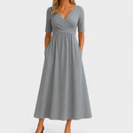Lilian V-Neck Short Sleeve Maxi Dress
