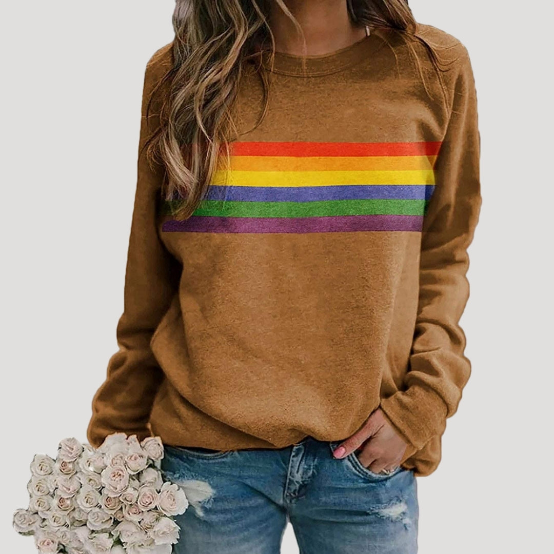 Veronika Rainbow Stripe Spring Sweatshirt