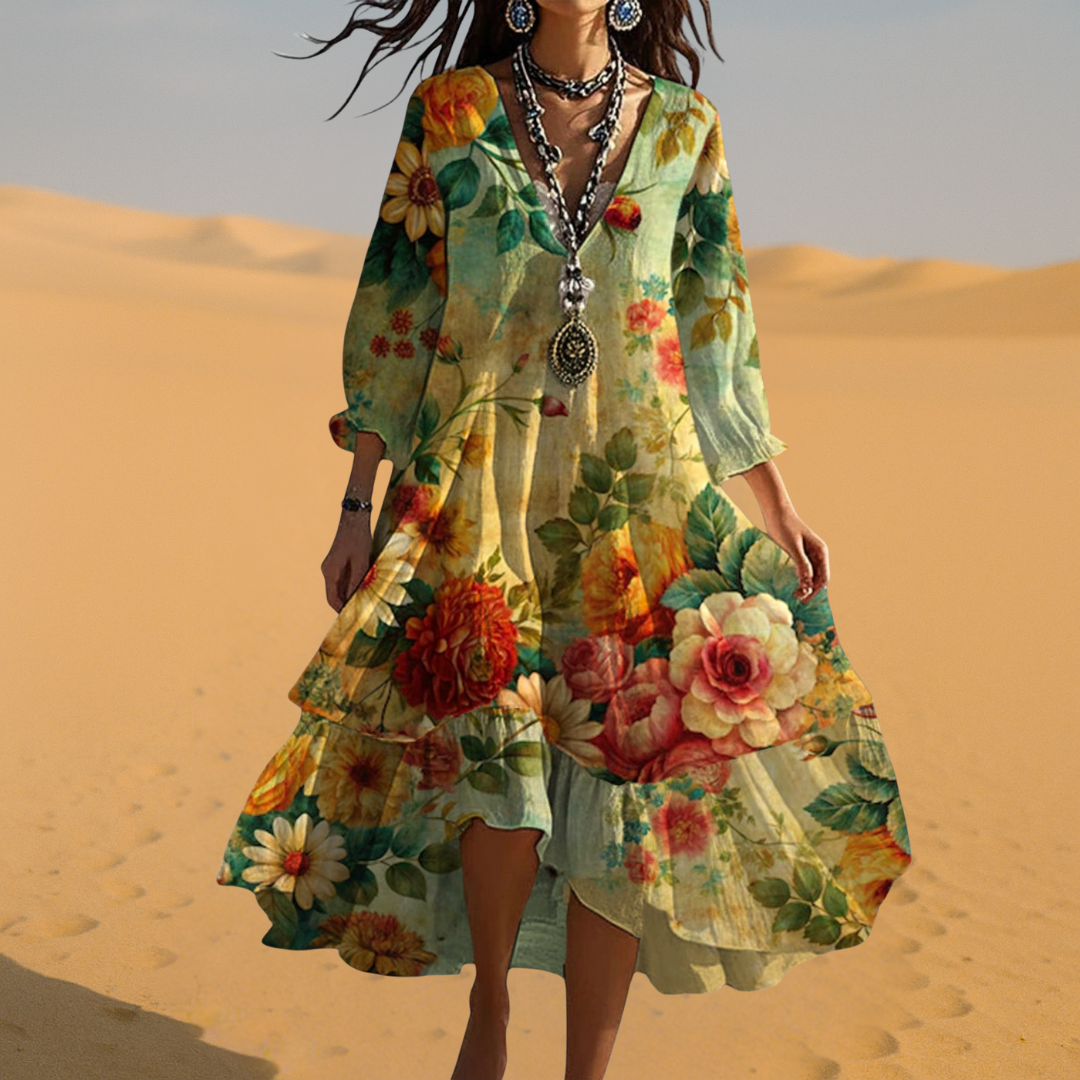 Eva Vintage Boho V-Neck Summer Dress