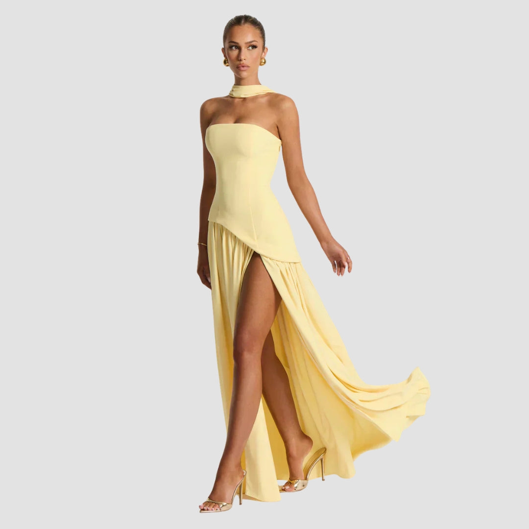 Sabina Asymmetric Wedding Guest Maxi Dress