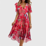 Helga Floral V-Neck Midi Dress
