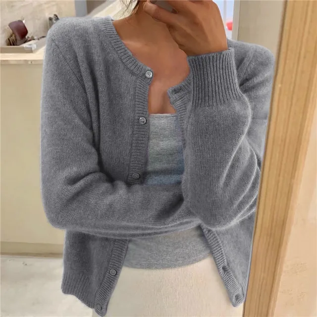 Elke Crewneck Long Sleeve Cardigan