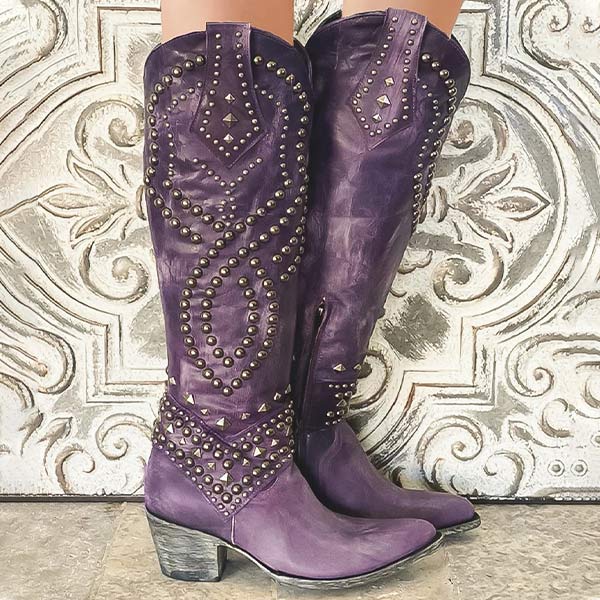 Karla Studded Western High-Heel Boots