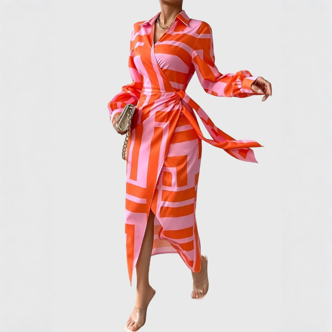 Gudrun Striped Wrap Midi Dress