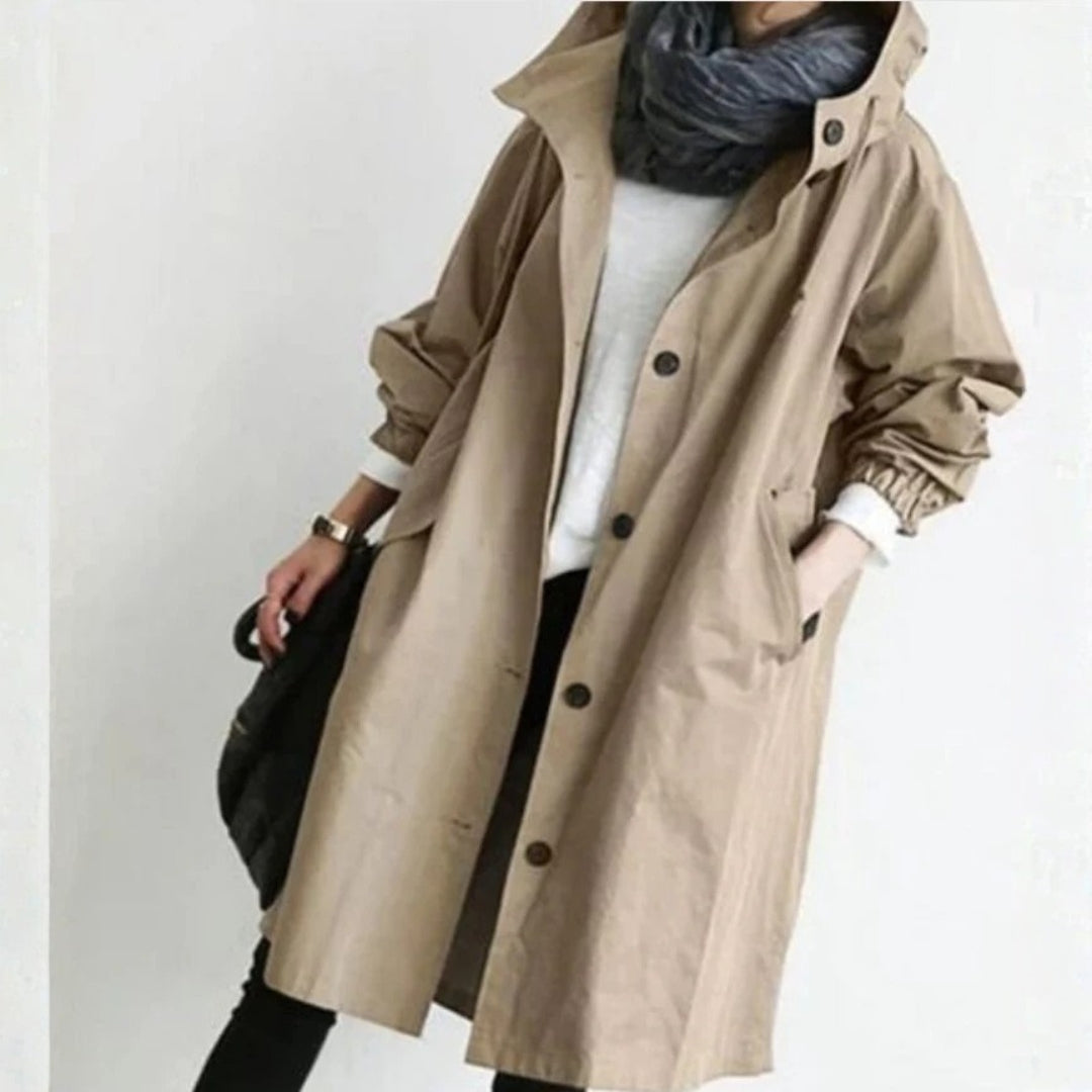 Edith Long Button-Front Street Coat