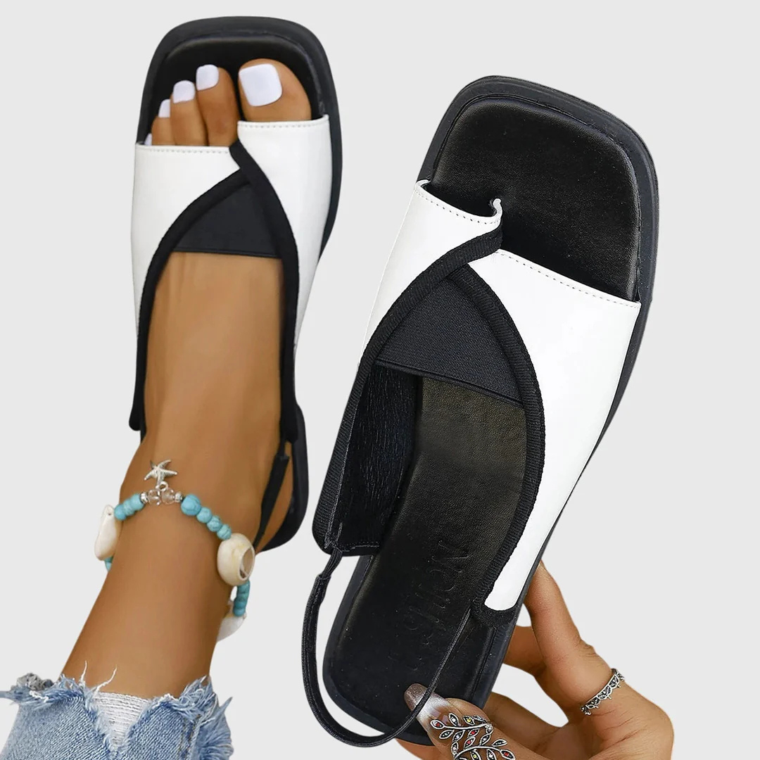 Selina Contrast Strap Flat Sandals