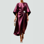 Michaela Draped Batwing Sleeve Midi Dress