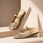 Goldie | Woven Flat Slip-On Mary Jane Mules