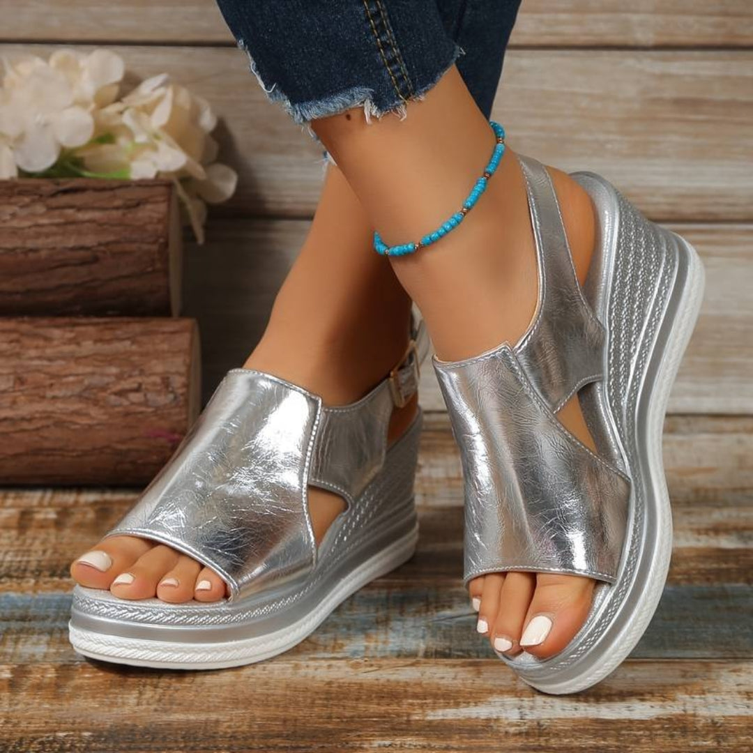 Stefanie Metallic Platform Comfort Sandals