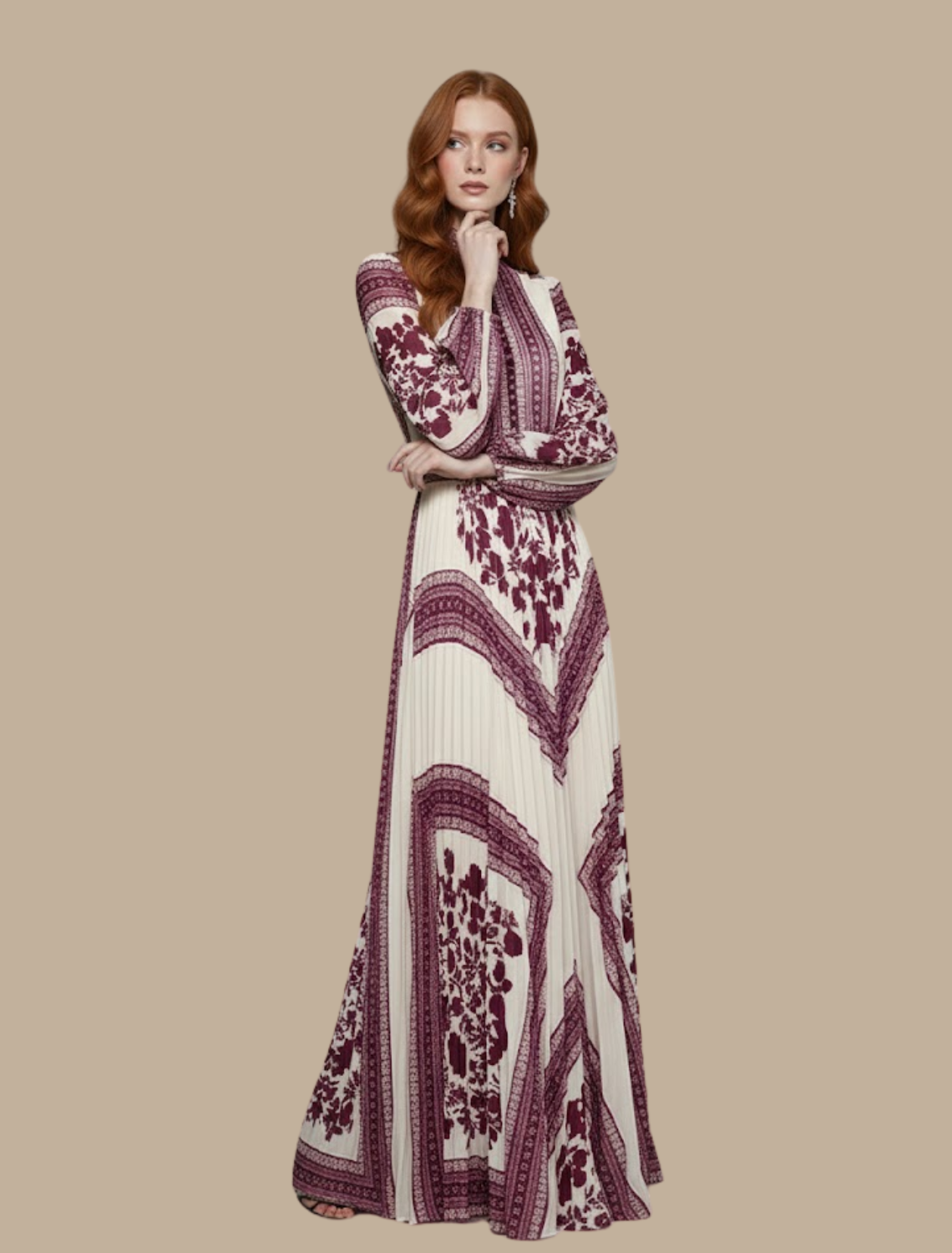 Anja Pleated Maxi Evening Dress