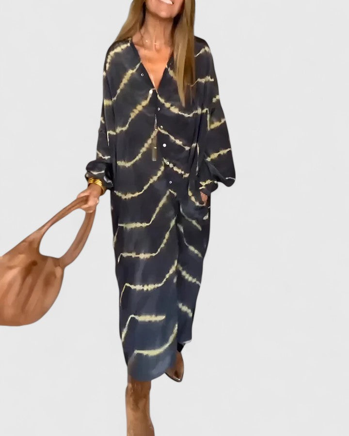 Pauline Tie-Dye Button-Front Shirt Dress